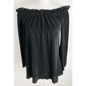 JOA Los Angeles Black Ruffle Off The Shoulder Top